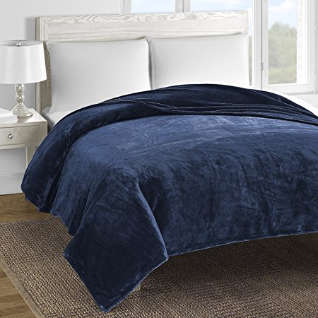 CLEAR OUT SALE Comfy Bedding Double-Layer Soft and Cozy Fleece Bed Blanket  (King, Navy Blue)
