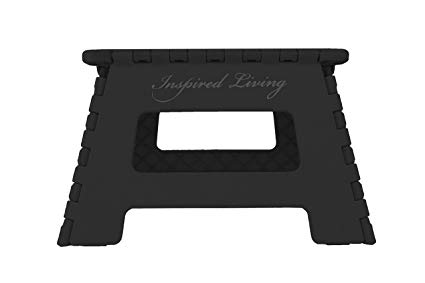 Inspired Living Folding Step Stool Heavy Duty STEPSTOOL, 9" High, Black