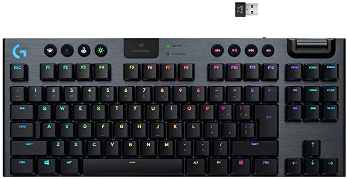 Logitech G915 TKL Tenkeyless Lightspeed Wireless RGB Mechanical Gaming Keyboard, Low Profile Switch Options, LIGHTSYNC RGB, Advanced Wireless and Bluetooth Support - Tactile