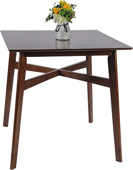 LUCKYERMORE Dining Room Table Wood Leg 36” High Top Table, Crossbar Reinforcement Strengthen Stability, Counter Height Dining Table, Square Kitchen Table