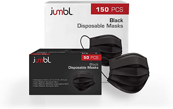 Disposable Black Face Mask - 3 Pack (150 Masks)