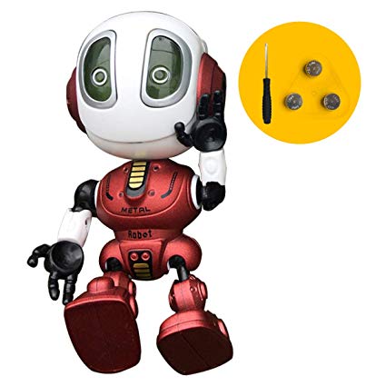 TTOUADY Talking Robots for Kids, Mini Robot Toys That Repeats What You Say, Interactive Toys with Colorful Flashing Lights to Help Kids Talking, Toys for Boys and Girls (Red)