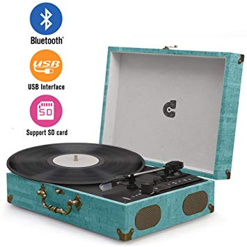 Record Player Classic suitcase record vinyl Turntable player LP,Bluetooth,USB/SD play,built-in speakers,unique design portable suitcase turntable player