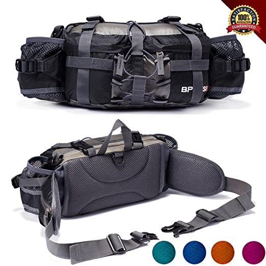 YUOTO Outdoor Fanny Pack Hiking Camping Cycling Hunting Fishing Waist Pack 2 Water Bottle Holder Lumbar Bag for Women and Men