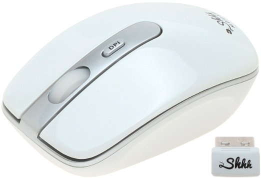 ShhhMouse Wireless Silent Mouse with 1000 1200 and 1600 dpi switch 90 Noise Reduction Battery Included 1 YEAR US WARRANTY White