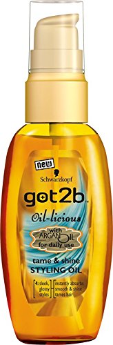 Schwarzkopf got2b Oil-licious Styling Oil, argan oil for frizzy hair & hairstyles with shine (sleek finish & silky style), oil to tame hair, pack: 6 x 50ml