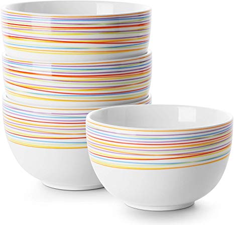 DOWAN Porcelain Bowls, 30 Oz Porcelain Bowl for Cereal, Soup, Ramen, Rice Bowls, Bowl Set of 4, Rainbow Bowls