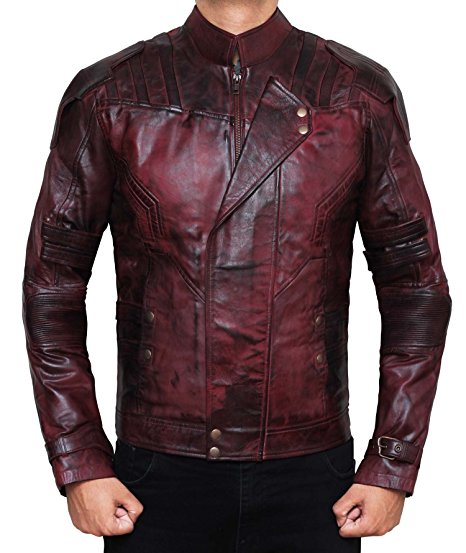 Star Lord Guardians Of Galaxy 2 Red Waxed Real Leather Jacket