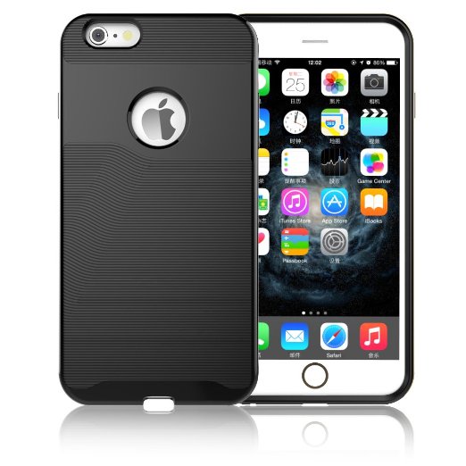 iphone 6 Plus Case(5.5") Egiant(TM)Dual Layer Shock-absorbing Case Textured Slim Fit Grip (Scratch Resistant) TPU PC Protective Case For Apple iPhone 6S Plus (Black)