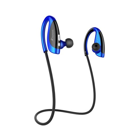 Wireless Headphones Honstek H5 Bluetooth Headphones V4.1 Sport Stereo Earbuds, In-Ear Noise Isolating Sweatproof Headset(Black/Blue)