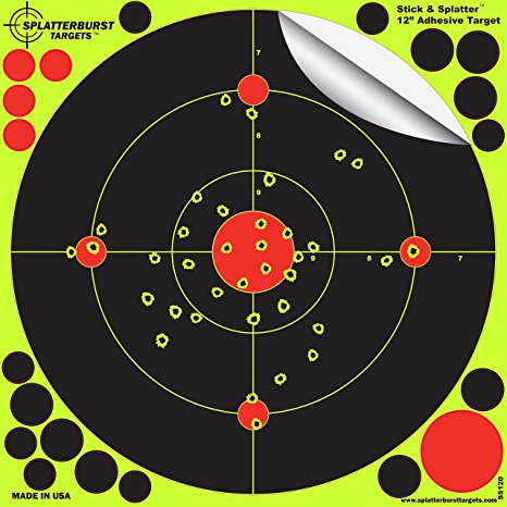 Splatterburst Targets -12 inch Adhesive "Stick & Splatter" Reactive Shooting Targets - Gun - Rifle - Pistol - AirSoft - BB Gun - Pellet Gun - Air Rifle