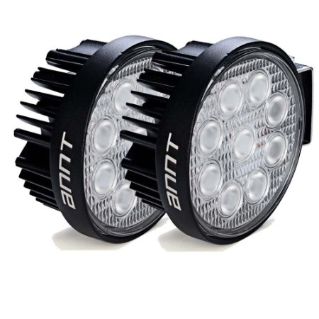 Annt 2*27w Led Flood Light Headlight Work Light Flood Beam 60 Degree Offroad Lamp Truck 12v 24v 4wd Boat Camping Jeep Cabin SUV Truck Car ATVs IP67 Waterproof(2 Pack, 27W Round, Flood Light)