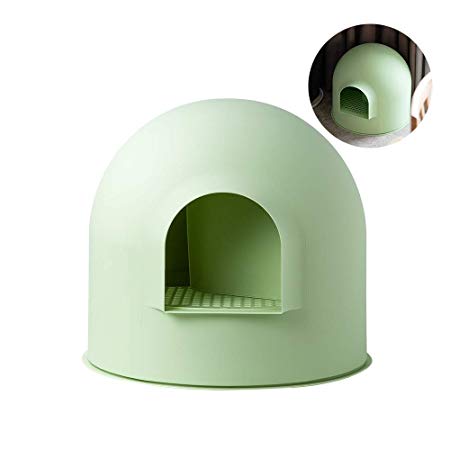 pidan Cat Litter Box with Lid Large with Scooper Cat Litter Pan Snow House Igloo Solide and Durable Easy to Clean with Non-Stick Coating - Stylish, High-Sided Design