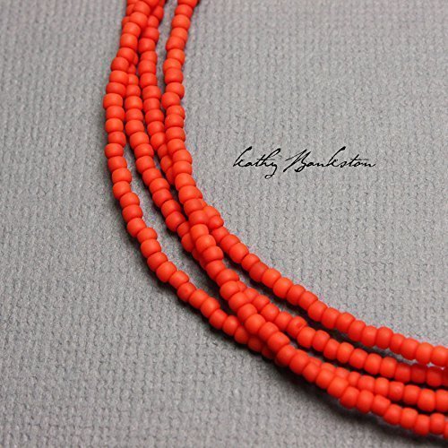 Cherry Red Seed Bead Necklace, Red Seed Bead Single Strand Necklace, Red Layering Necklaces, Red Necklace, Matte Red Bead Necklace