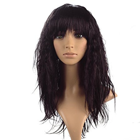 Namecute Curly Wig Ombre Black Mix Wine Red Synthetic Wig