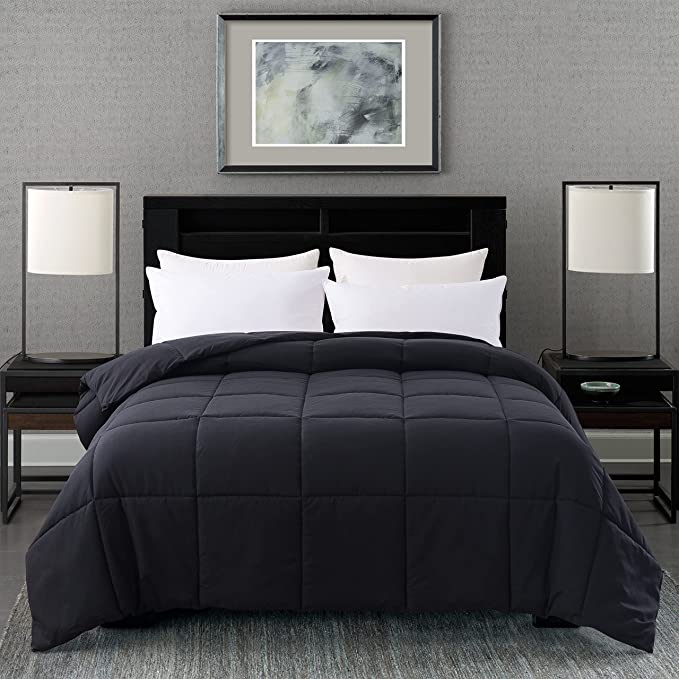 Cosybay California King Comforter Black, Cal King Size Down Alternative Bed Comforter, Lightweight Duvet Insert with Corner Tabs– Cal-King Size(104×96 Inch)