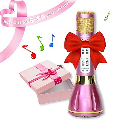 NeWisdom Best Gifts for 5 to 13 Year Old Girls, Wireless Bluetooth Microphone Karaoke Machine, for 5 6 7 8 9 10 Year Old Girls 11 12 13 Years Teenage Girls - Purple