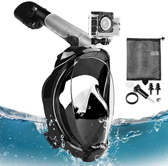 Eastshining Snorkel Mask Full Face Diving Snorkeling Swimming Mask Gear 180° Panoramic Anti-Fog Anti-Leak Safety Diving for Adults Youth Snorkeling Set with Removable GoPro Camera Mount