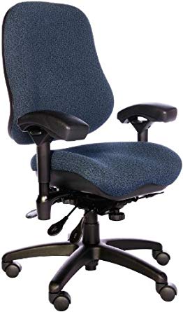BodyBilt J2507x Blue Fabric High Back Task Ergonomic Chair with Arms, 22" Length x 21.50" Width Backrest, 21" Width Seat, Grade 3 Comfortek