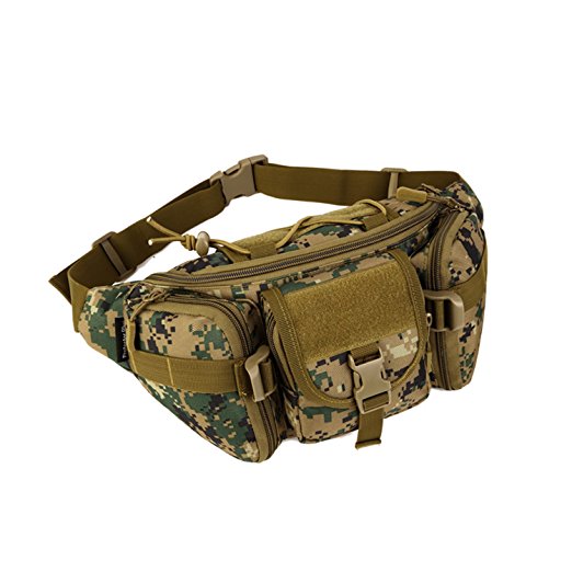 Protector Plus Tactical Waist Pack Pouch Waterproof Molle Fanny Hip Belt Bag (Dark Green)