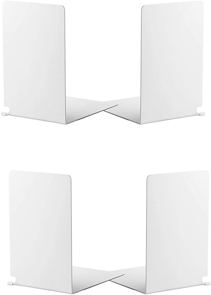 Design Ideas Hidden Bookends, Epoxy-Coated Steel Invisible Bookends, Set of 4, White