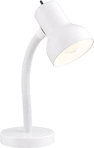 Satco 57/061 Gooseneck Desk Lamp with 13-watt GU24 2700K Mini Spiral, 20" x 20" x 20", White