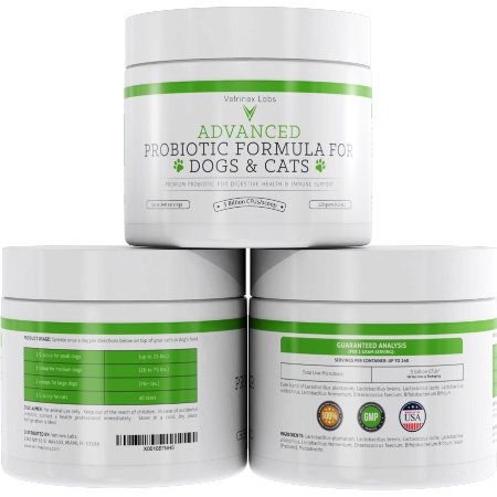 Probiotics for Dogs and Cats - Effective. Easy to Feed. Guaranteed - 240 Servings - 3 Billion CFU with Prebiotic - Best for Relief from Diarrhea, Yeast, Allergies, Bad Breath & Upset Stomach