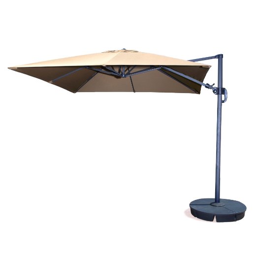 Santorini II 10-ft Square Cantilever Umbrella in Beige Sunbrella Acrylic