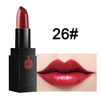 Moisturizing Lipstick Lustrous Waterproof Natural - MEIKING Long Lasting Cherry Red Wine Lip Stick Claret Cosmetics Lip Makeup 0.13 oz (#26)