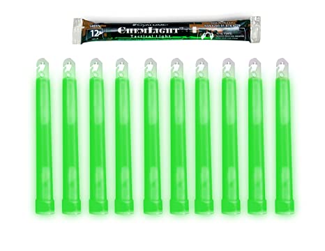 Cyalume ChemLight Military Grade Chemical Light Sticks, Green, 6-Inch Long, 12 Hour Duration (Pack of 10)