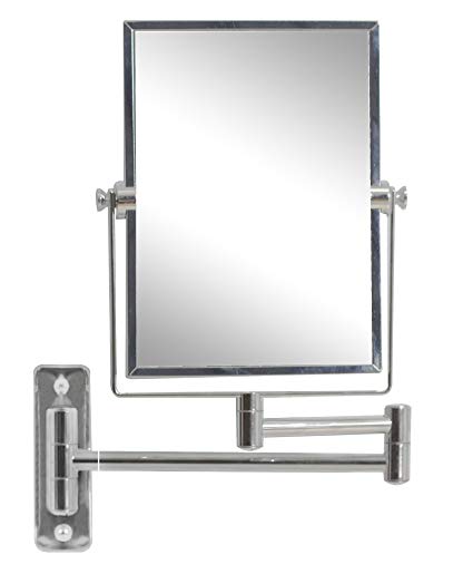 American Imaginations AI-646 5-in. W x 13-in. H Rectangle Chrome Wall Mount Magnifying Makeup Mirror With Dual 1x/5x Zoom