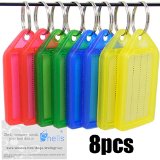 Shells 8PCS Red Green Blue Yellow Color Key ID Label Tags Key Ring Holder Tags Key Chain With Write-on Label Window