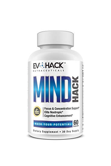 MINDHack by EvoHack - Brain Supplement to Boost Brain Power – Nootropic with Alpha GPC, Bacopa Monnieri Extract, Noopept, L-Theanine. for Cognitive Function, Clarity, Focus, Memory - 60 Capsules