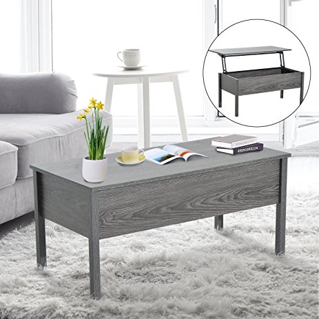 HomCom Lift Top Storage Coffee Table - Grey