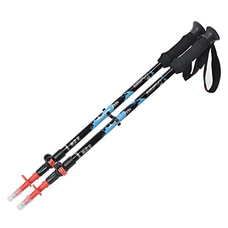 Mountaintop [2-Pack] 3-Section Retractable Trekking Poles Travel Hiking Climbing Backpacking Walking Mountaineering Stick with EVA Foam Handle Twist&Lever Lock