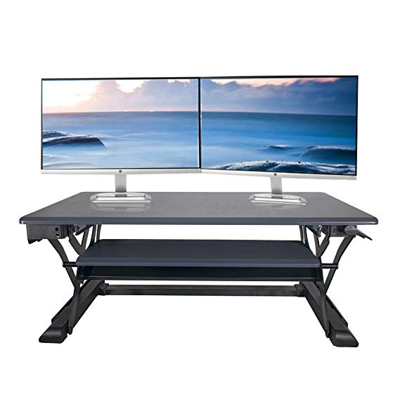 Standing Desk Height Adjustable Stand Up Desk Converter Riser (Grey)