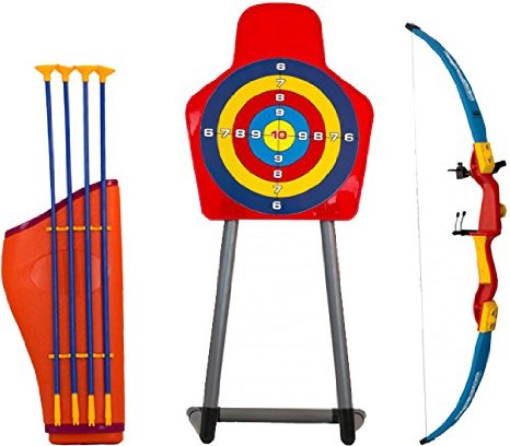 Kids Toy Bow & Arrow & Holder Archery Set with Target Outdoor Garden Fun Game