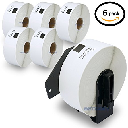 6 Rolls Brother-Compatible DK-1201 P-Touch 29mm90mm Address 2400 Labels With one Refillable Cartridge