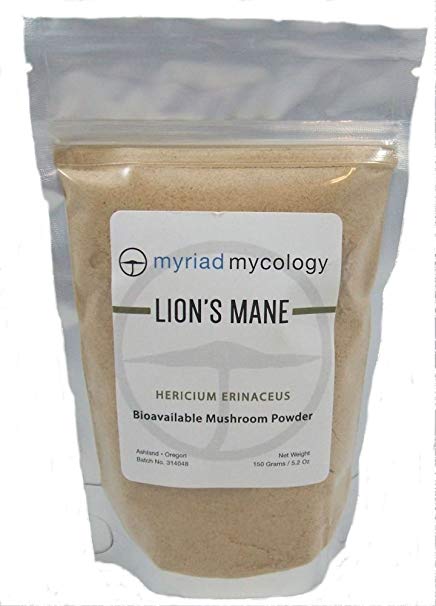 Myriad Mycology Lion's Mane Mushroom Powder 5.2oz or 150g, Made in USA / Hou Tou Gu