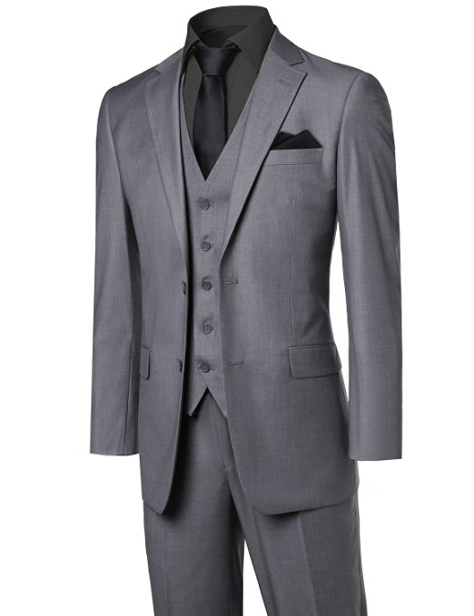 Youstar Men's Contemporary Slim Suits in Different Options (3pcs,2pcs,vest)