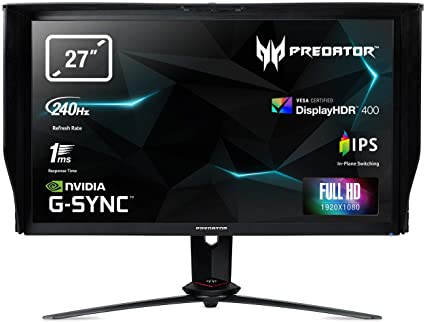 Acer Predator XB273GX 27 inch Full HD Gaming Monitor (IPS Panel, G-Sync Compatible, 240Hz, 0.1ms, HDR 400, DP, HDMI, Height-adjustable Stand, Black)