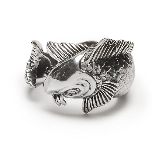 Sterling Silver Lucky Koi Fish Adjustable Ring for Men & Women