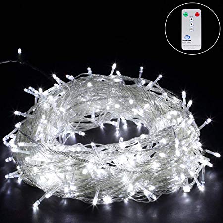 Outdoor Christmas String Light Fairy 50M/164FT Indoor String Light with Remote,300LED, Safe Voltage(29V) Perfect Indoor Xmas New Year Decoration(White)