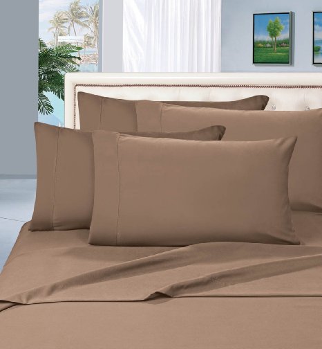Elegant Comfort 1500 Thread Count Wrinkle & Fade Resistant Egyptian Quality Hypoallergenic Ultra Soft Luxurious 4-Piece Bed Sheet Set, Full, Taupe
