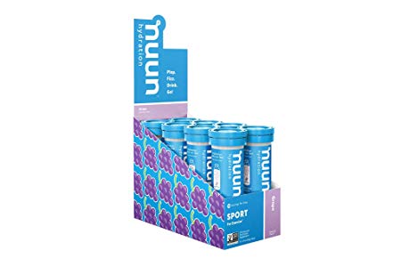 Nuun Sport: Electrolyte-Rich Sports Drink Tablets, Grape, Box of 8 Tubes (80 servings), Sports Drink for Replenishment of Essential Electrolytes Lost Through Sweat
