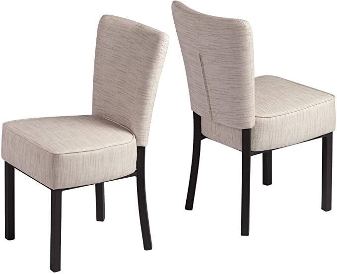 LUCKYERMORE Upholstered Dining Chairs Set of 2 PU Leather Modern Dining Room Chairs for Home Kitchen Living Room Bedroom, Cream