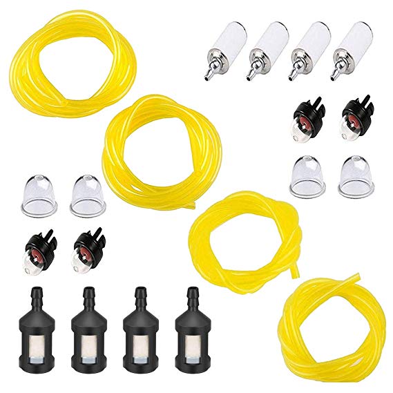 QIUYE 20 Feet Fuel Lines Hose (4 Sizes) with Fuel Filter and Primer Bulb, Replacement Set for Chainsaw String Trimmer Leaf Blower Lawnmower Common 2 Cycle Small Engine (Fuel Line1)