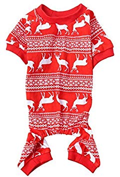 Lanyar Christmas Holiday Pet Dogs Pajamas Clothes 100% Cotton Santa Claus Rudolph Reindeer