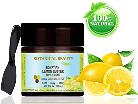 LEMON BUTTER EGYPTIAN 100 % Natural / 100% PURE BOTANICALS. VIRGIN / UNREFINED BLEND. 4 Fl.oz.- 120 ml. For Skin, Hair and Nail Care. "One of the richest natural sources of vitamin E, omega 3 and lecithin which provide moisture to the skin".