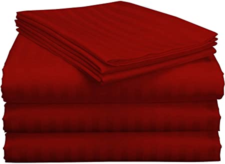 Split California King Sheets for Adjustable Beds 5-Piece Split Cal-King Sheet Set, 800 Thread Count 100% Egyptian Cotton,12" Deep Pocket Adjustable Bed Sheets, Burgundy Stripe